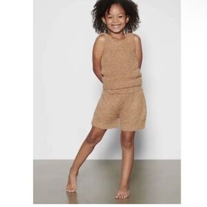 SKIMS Kids Cozy Scoop Neck Tank in CAMEL Unisex Kids Sz 4/5